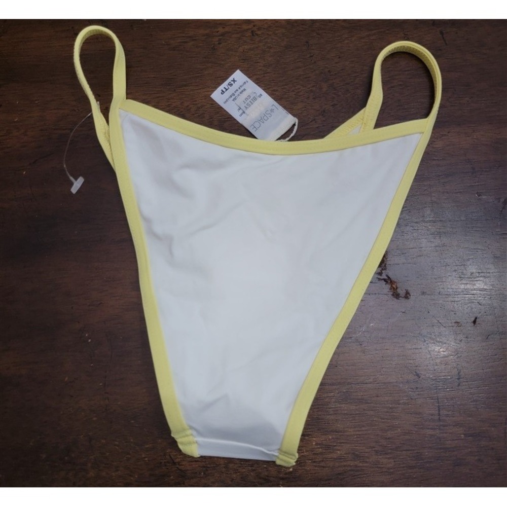 NWOTD L*Space M Foley Bitsy Bikini Bottom White Yellow 123336